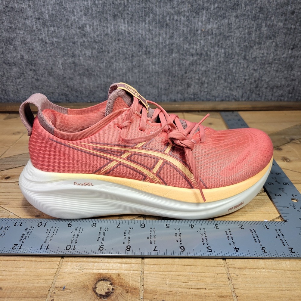 ASICS GEL-NIMBUS 27 Women's Size 9.5 'DARK PINK CLAY/ORANGE GLOW' Running Shoes - Picture 12 of 13